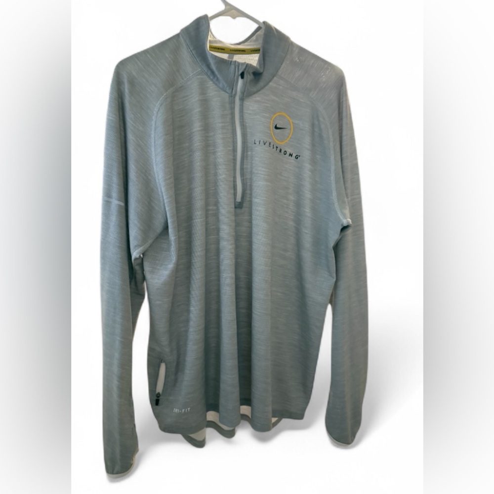Nike Gray Quarter-Zip Dri-fit Livestrong Long Sleeve Pullover szXL